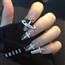 手工定制穿戴甲欧美辣妹长梯黑色晕染轻奢捆绑爱心成品假指甲贴片