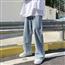 浅色阔腿牛仔裤男直筒宽松垂感休闲裤港风男士春季男生潮流长裤子