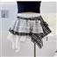 y2k辣妹蕾丝拼接格子半身裙女夏季不规则蛋糕短裙设计感a字蓬蓬裙