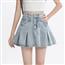 美式复古浅蓝色牛仔短裙女2025新款小个子高腰显瘦a字百褶半身裙