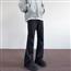 Youss美式高街cleanfit廓形西裤黑色休闲裤男女直筒微喇vibe裤子