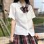 正统JK刺绣衬衫奶白色制服衬衣长袖短袖女学生米白 学院风校供