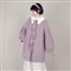 小葱良裁 原创蝴蝶结紫色大衣