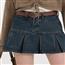 辣妹复古牛仔百褶短裙