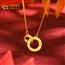 黄金吊坠硬足金挂坠玫瑰金双环圆圈套链女款K金项链可调节
