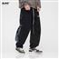 .秋季 侧边排扣拼接腰果花休闲卫裤男美式潮流高街INS宽松直筒裤子