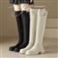 小个子长筒靴女2023秋冬新款超火显腿瘦瘦骑士靴复古厚底白色长靴