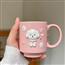 ins韩系粉色系樱花小狗浮雕陶瓷马克杯