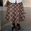 2024冬季新款大码女装复古格子裙高腰a字裙胖mm显瘦遮胯半身裙女