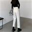 白色直筒牛仔裤女高腰显瘦纯色美式街头高街奶油白烟管裤子潮ins