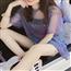 紫色网纱冰丝短袖T恤女夏装2018新款ins超火的怪味少女上衣中长款