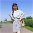 夏季女装小清新系带格子包臀半身裙露肩一字领短袖T恤学生两件套