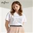 江疏影同款伊芙丽2018夏新款宽松体恤字母纯棉白色短袖T恤女韩范