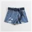 清新靓丽时尚高腰破洞牛仔宽松短裤