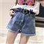 裤子女夏2018新款韩版潮时尚显瘦牛仔翻边短裤怪味少女裤子 夏季 