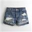 复古弹力高腰男友风牛仔短裤