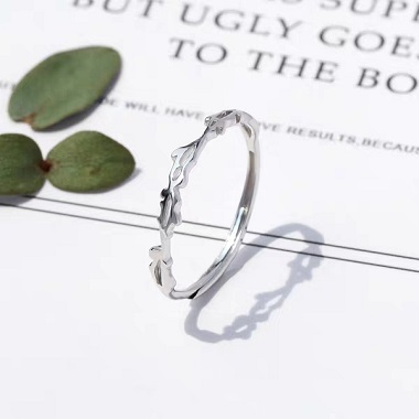 开口可调节森系枝叶食指戒女纯银