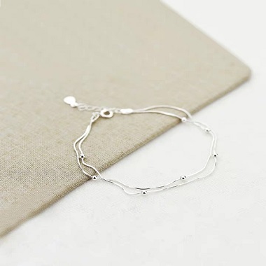 简约个性双层转运珠925纯银森系手链女