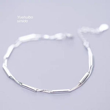 韩版几何简约长方形风格小众925纯银手链女