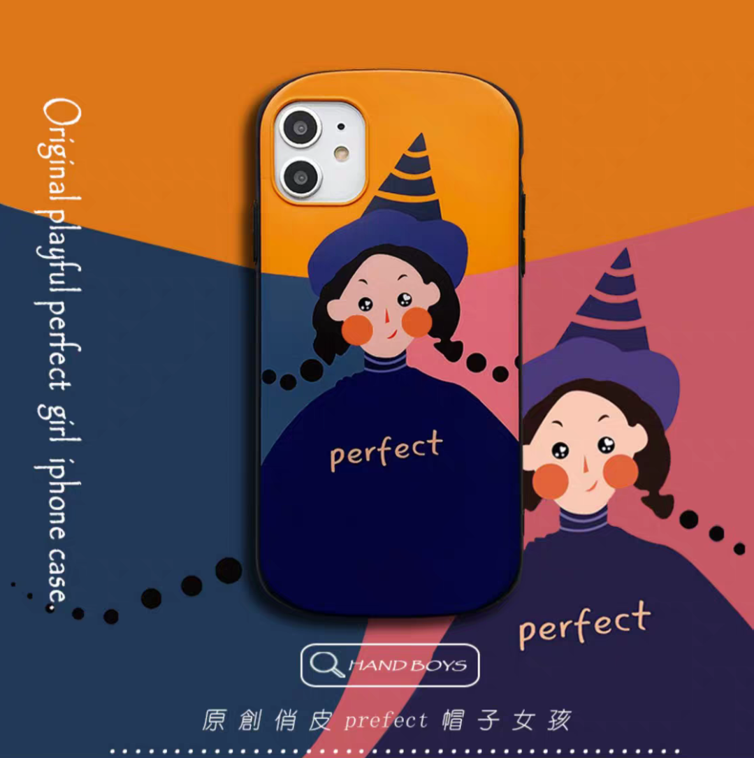 原创插画魔法帽俏皮女孩苹果手机壳