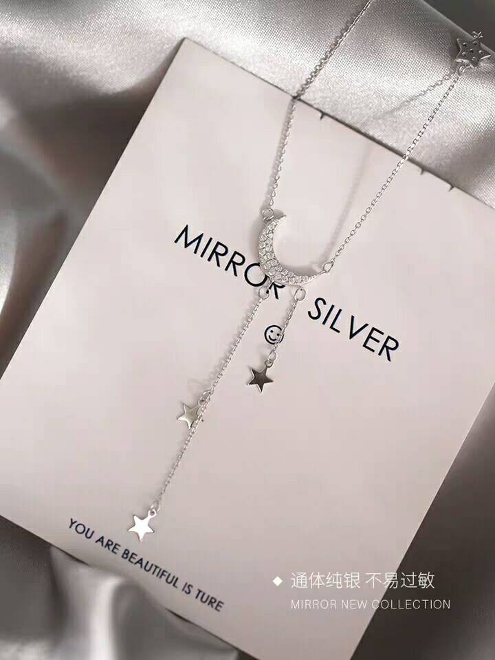 偶然｜ 天鹅颈月亮星星流苏森系月牙S925纯银颈链项链锁骨链女款