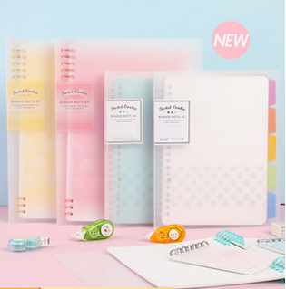 日本国誉淡彩曲奇柔光活页格子外壳可拆卸笔记本子B5
