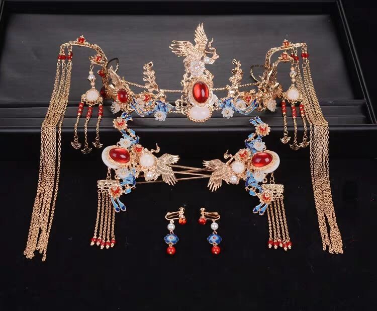 古风发簪步摇流苏汉服发饰头饰发冠超仙套装配饰女古典发冠簪子