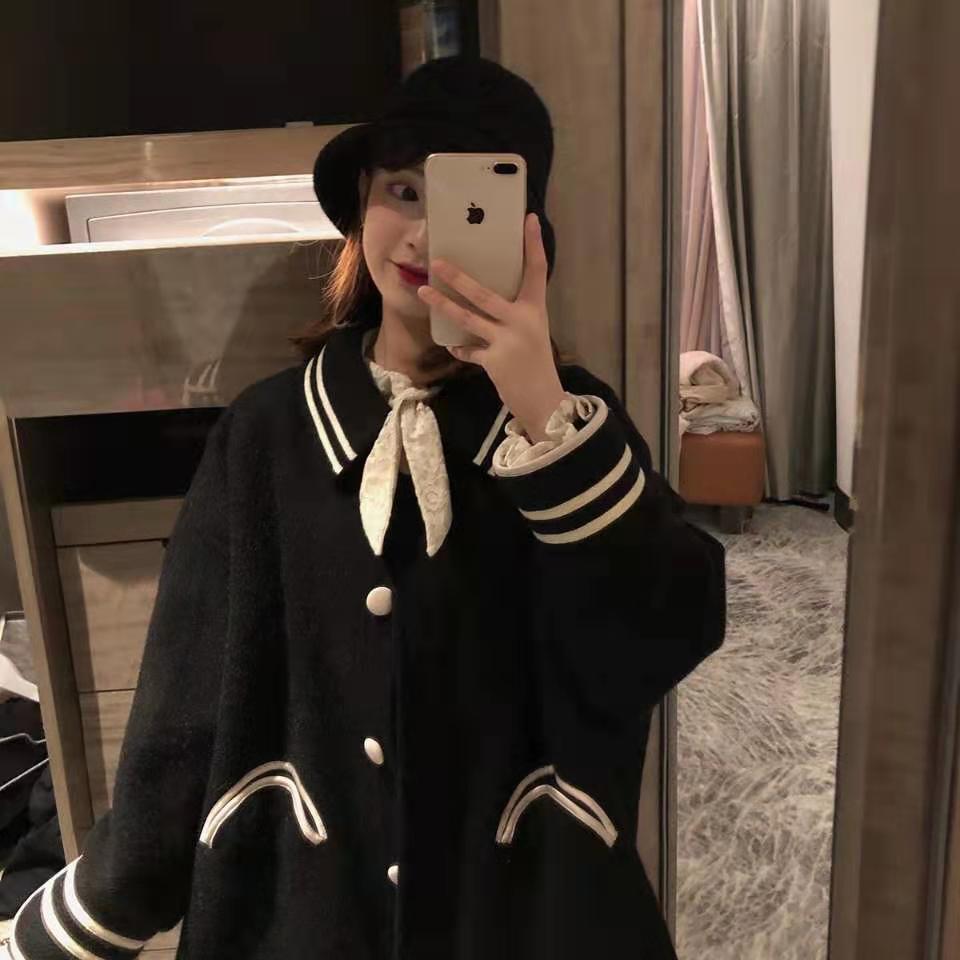 短款学院风毛呢外套2019秋冬新款