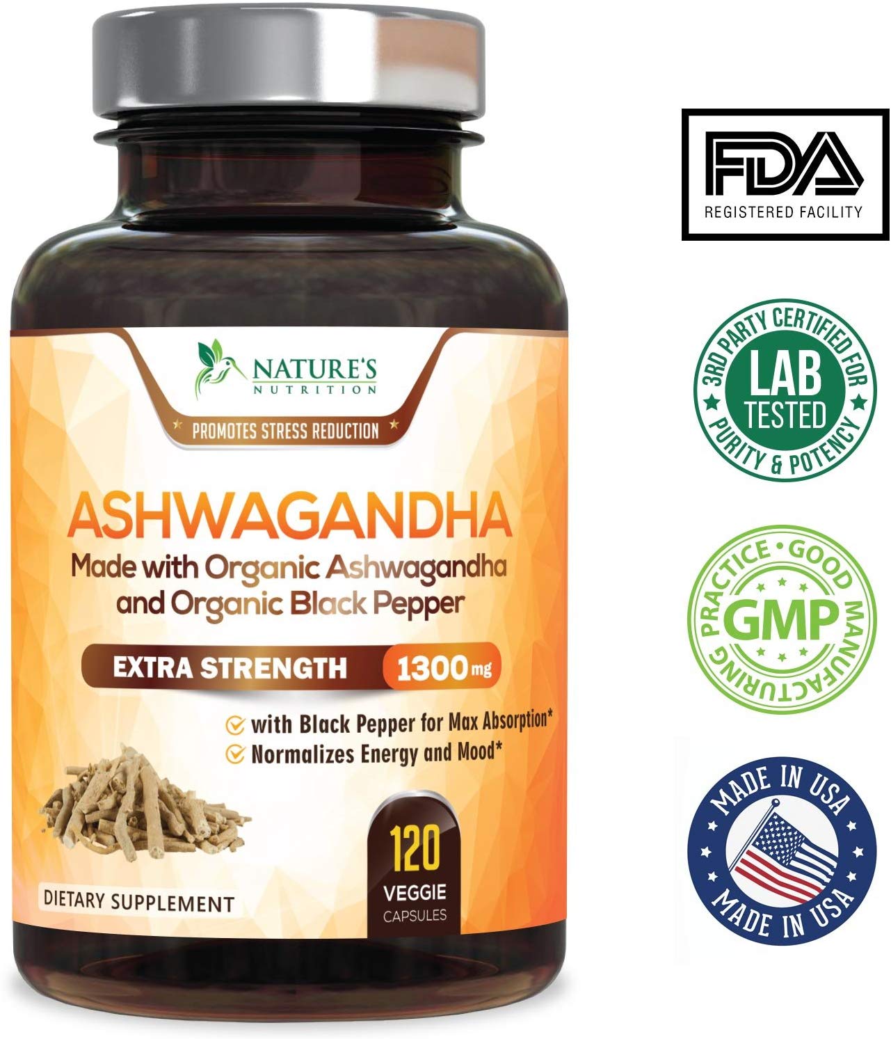 南非醉茄根粉 抗肾上腺素，有助于情绪及甲状腺的补充剂 120 Capsules 120.00