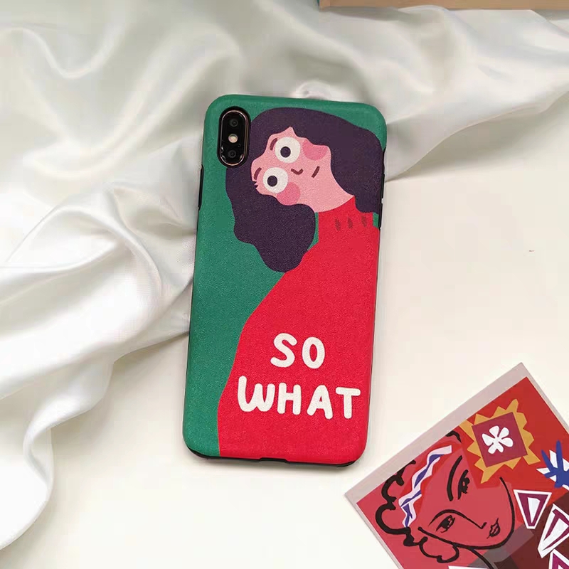  原创插画歪头女孩苹果手机壳