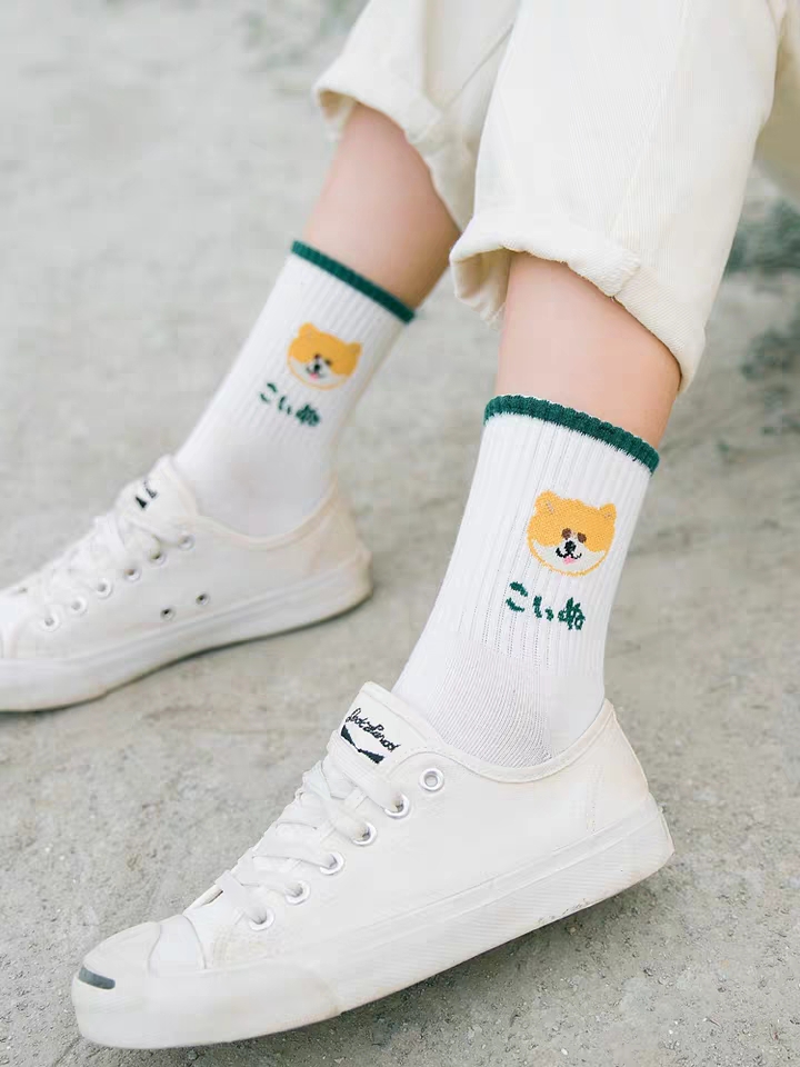 长袜子女中筒袜春秋季条纹堆堆袜韩国百搭薄款日系可爱
