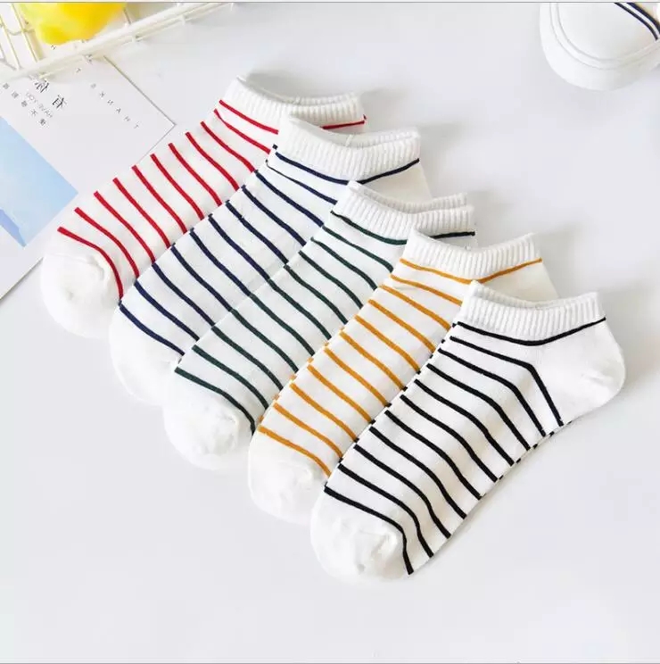 JIOJIO原创条纹袜子浅口纯棉夏季薄款ins防臭