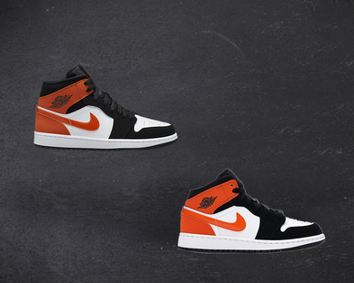 Air Jordan 1 Mid AJ1 乔1黑白橙小扣碎篮板男女篮球鞋