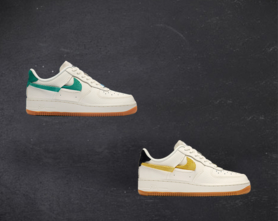 Nike Air Force 1 AF1 蓝绿灰黄鸳鸯解构断钩空军一号