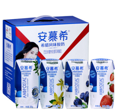 伊利安慕希风味酸奶原味蓝莓草莓香草味205g*12盒早餐奶整箱批发