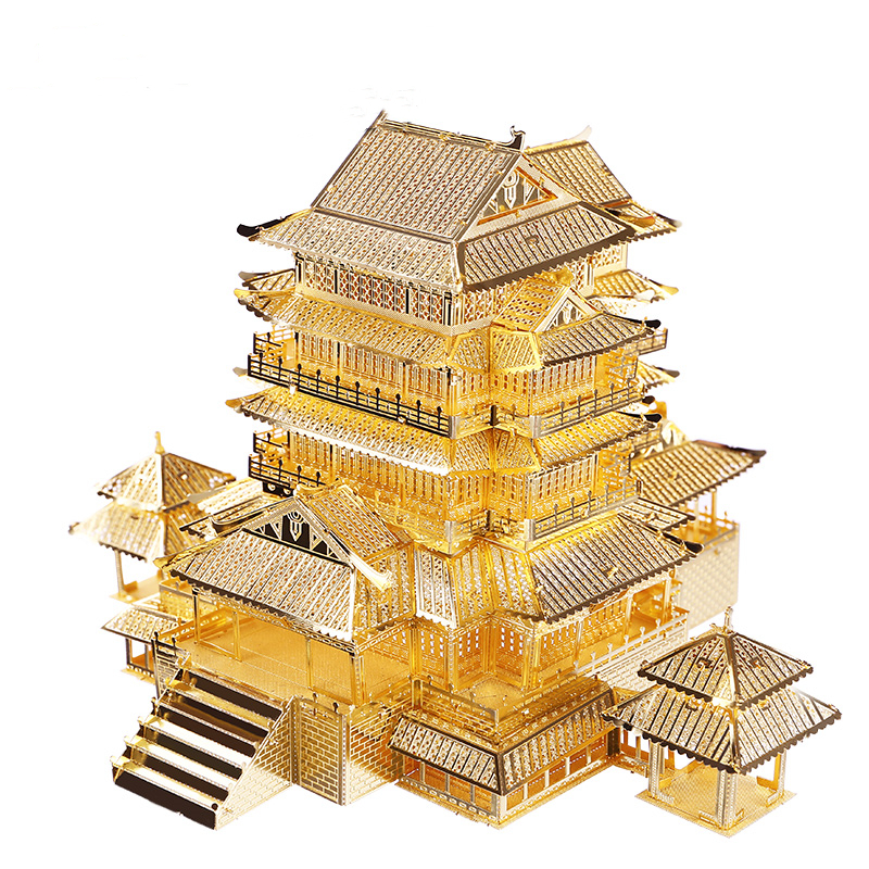 爱屋吉屋-中国风建筑滕王阁3D立体金属拼图玩具diy拼装模型
